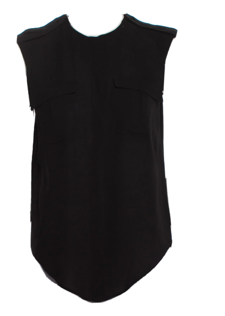 ALEXANDER MCQUEEN Black Silk Epaulettes Sleeveless Blouse Size I 40 UK 8 US 4 S ladies