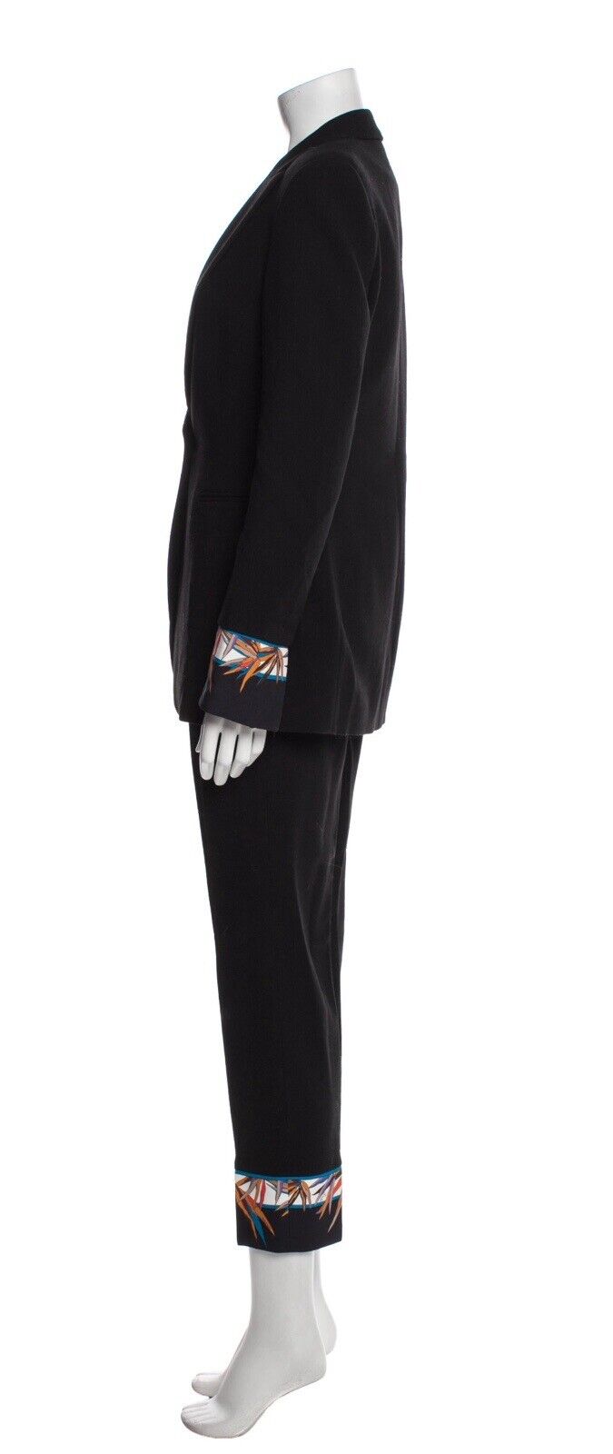Emilio Pucci Virgin Wool Black Trouser Pants Suit Set Size I 42 UK 10 US 6 ladies