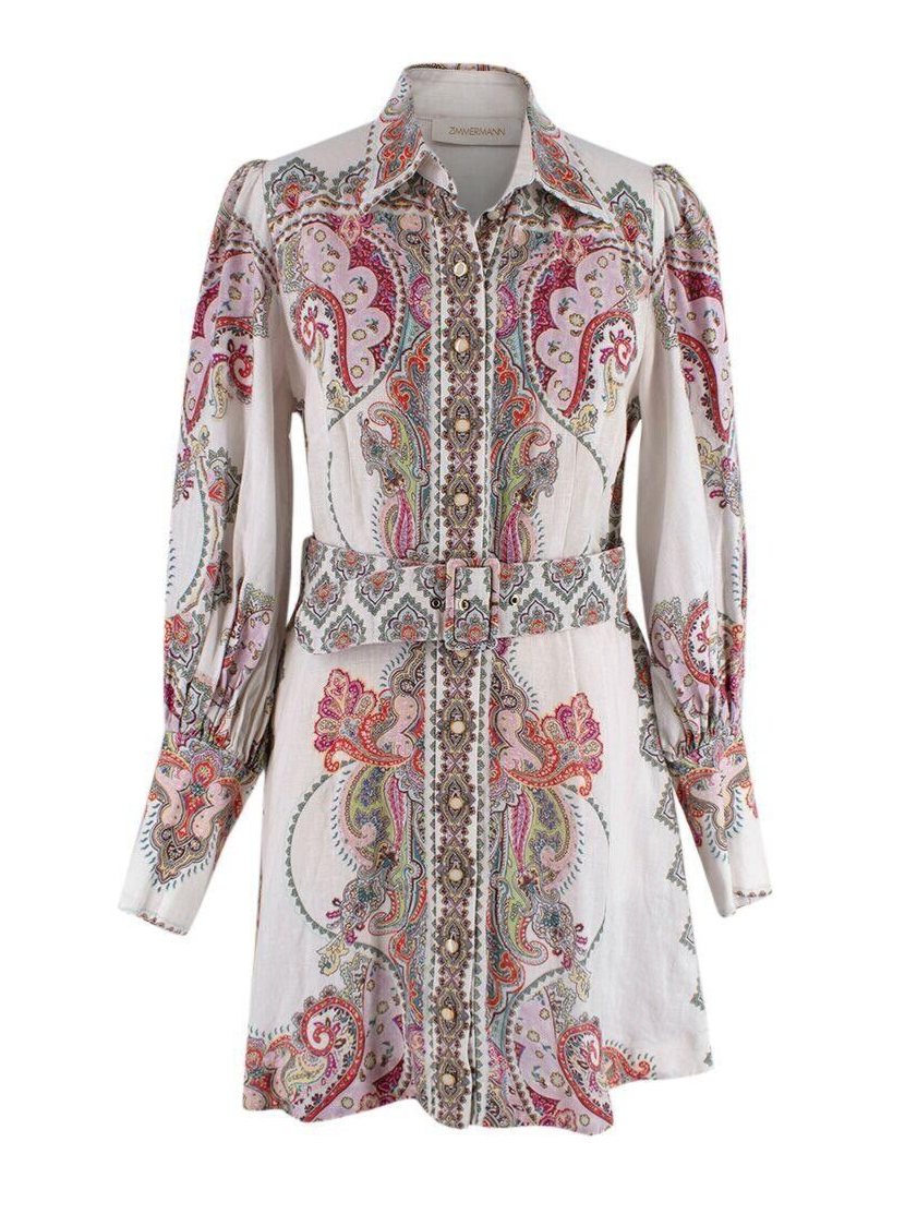 ZIMMERMANN NINETY-SIX SHIRT PAISLEY PRINT LINEN DRESS SIZE 2 M SOLD OU –  Afashionistastore