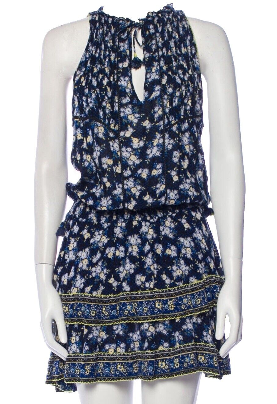 Poupette St. Barth Women's Sleeveless Pom Pom Embroidered Neck Dress Size XS ladies