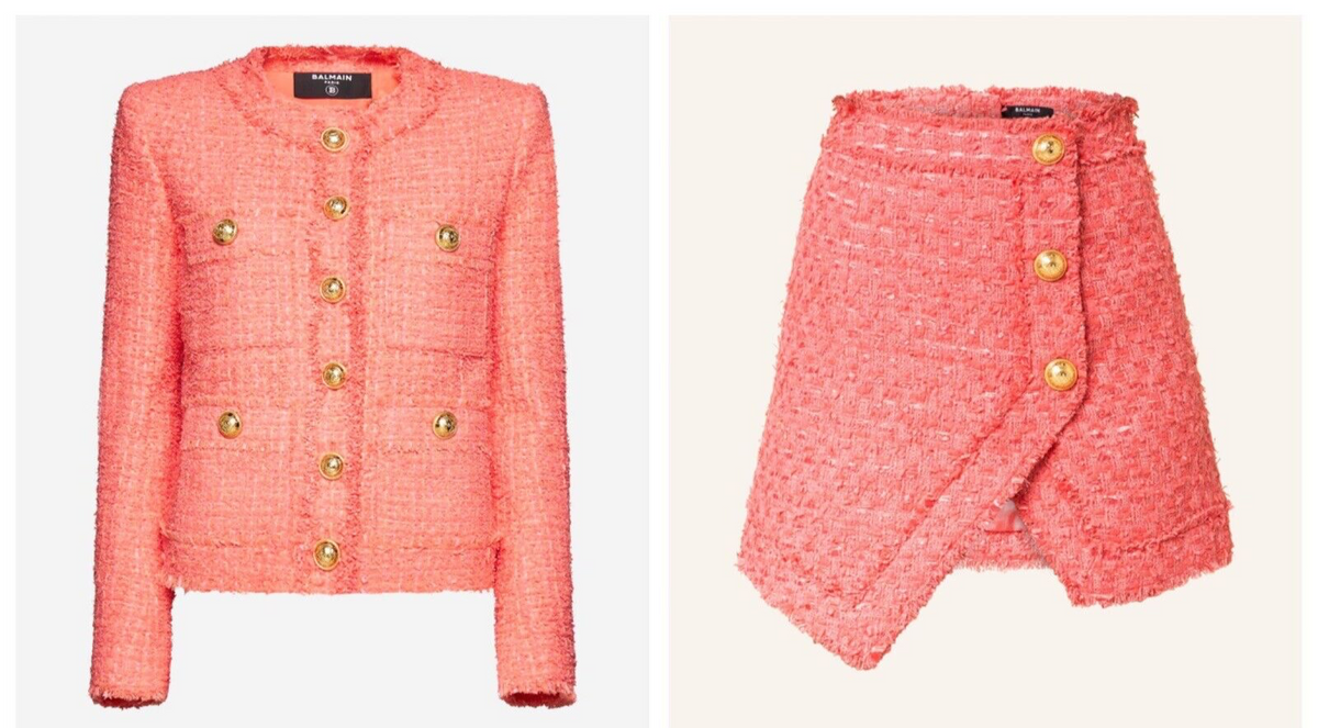 Balmain 2023 Boucle Tweed Jacket & Skirt Set F 36 UK 8 US 4 S small ladies
