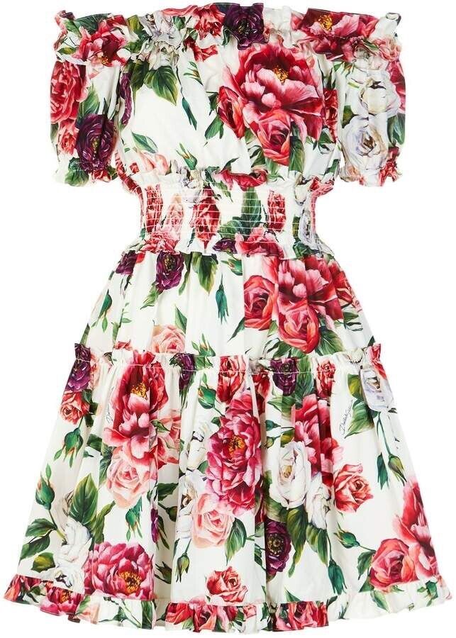 Dolce & Gabbana Off-The-Shoulder Peony Floral Dress Size I 40 UK 8 US 4 S small ladies