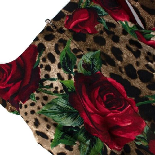 Dolce & Gabbana Leopard & Rose Print Bodycone Dress Size I 38 UK 6 US 2 XS ladies