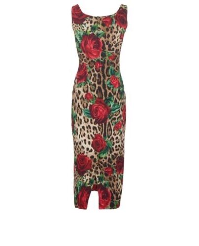 Dolce & Gabbana Leopard & Rose Print Bodycone Dress Size I 38 UK 6 US 2 XS ladies