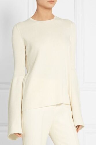 THE ROW "DARCY" IVORY CASHMERE SILK BELL SLEEVE SWEATER PULLOVER JUMPER TOP SZ S ladies