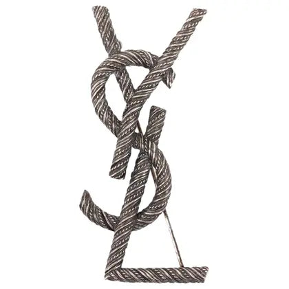 Saint Laurent YSL INTERLACED ROPE BROOCH SILVER ladies