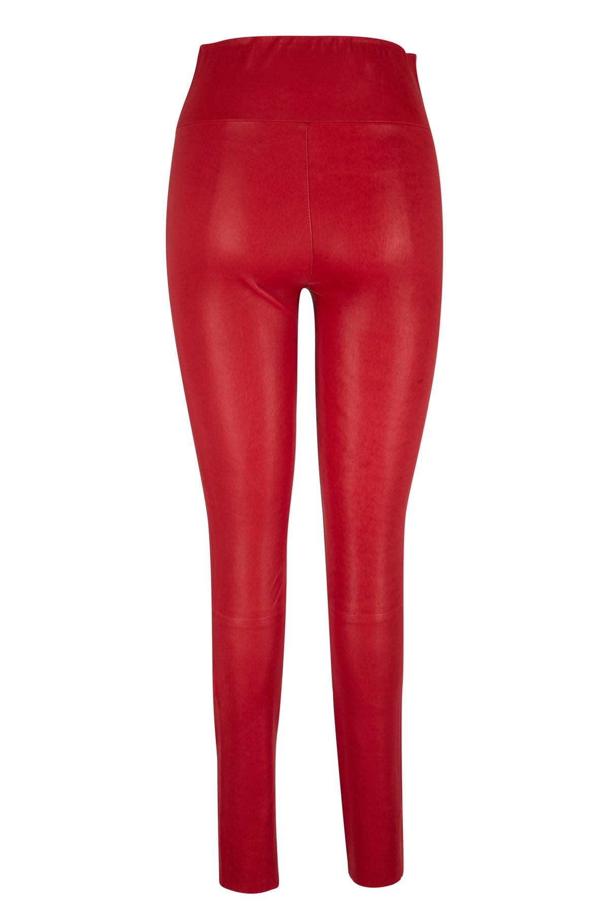 Sprwmn Red Leather High-Waisted Leggings Pants Trousers Size S small ladies