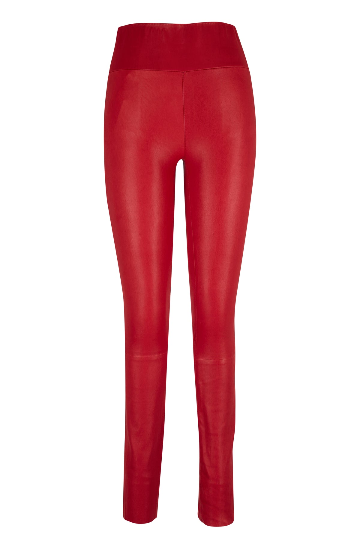 Sprwmn Red Leather High-Waisted Leggings Pants Trousers Size S small ladies