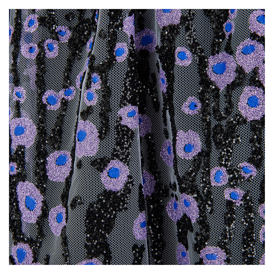 Carven Women's Floral Skirt - Black/Lilac Glitter FR 34 UK 6 US 2 XXS ladies