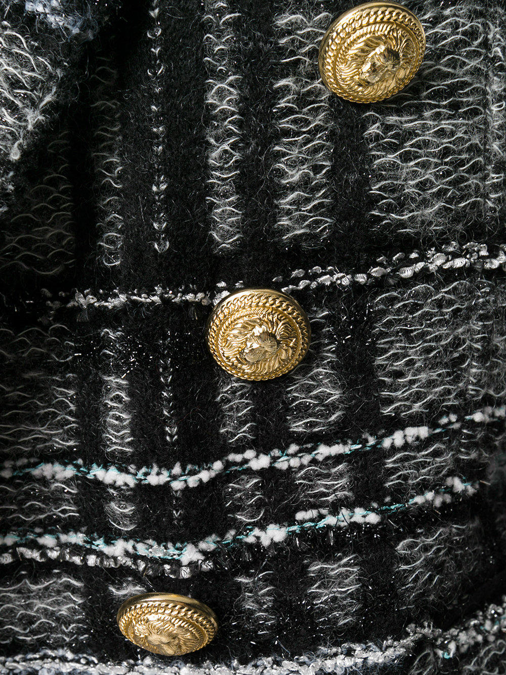 Balmain Double-breasted wool blend checked tweed blazer F 42 UK 14 US 10 ladies