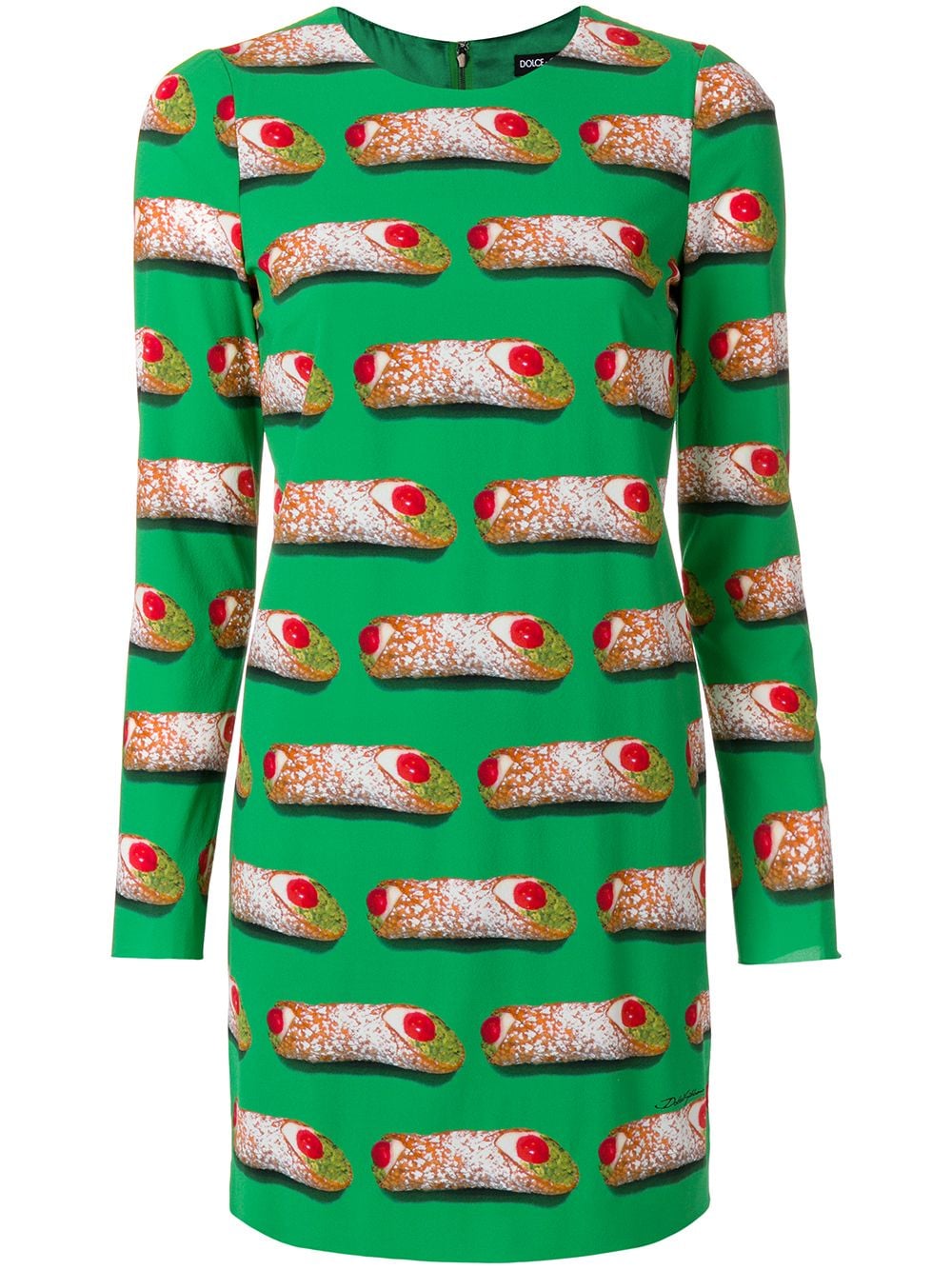 Dolce & Gabbana Green Cannoli Siciliani Shift Silk Dress Size I 42 ladies