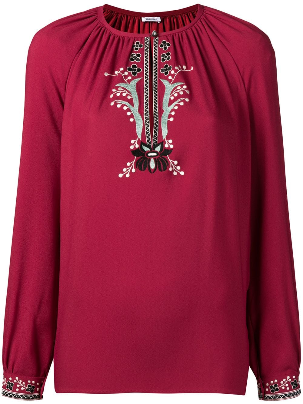 VILSHENKO Embroidered Floral Details Blouse Red Woman Ladies