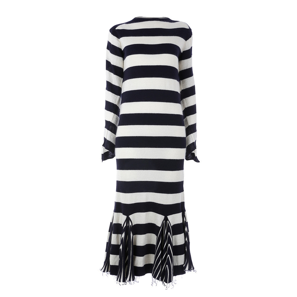 CLINE Celine Phoebe Philo CREW NECK NAVY & WHITE INTARSIA STRIPED WOO Afashionistastore CLINE Celine Phoebe Philo CREW NECK NAVY & WHITE INTARSIA STRIPED WOO Afashionistastore