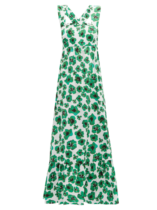 Borgo De Nor Green Mila Cotton Poplin Midi Dress Size UK 12 US 8 ladie
