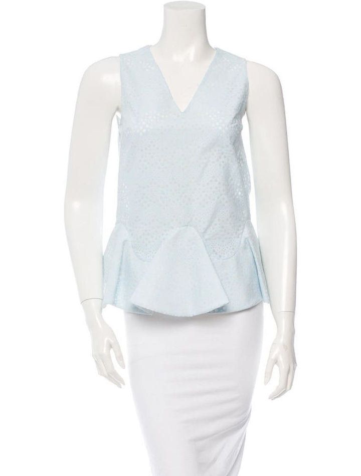 Viktor & Rolf Blue printed cotton sleeveless peplum top Size I 40 UK 8 US 4 2015 Collection LADIES