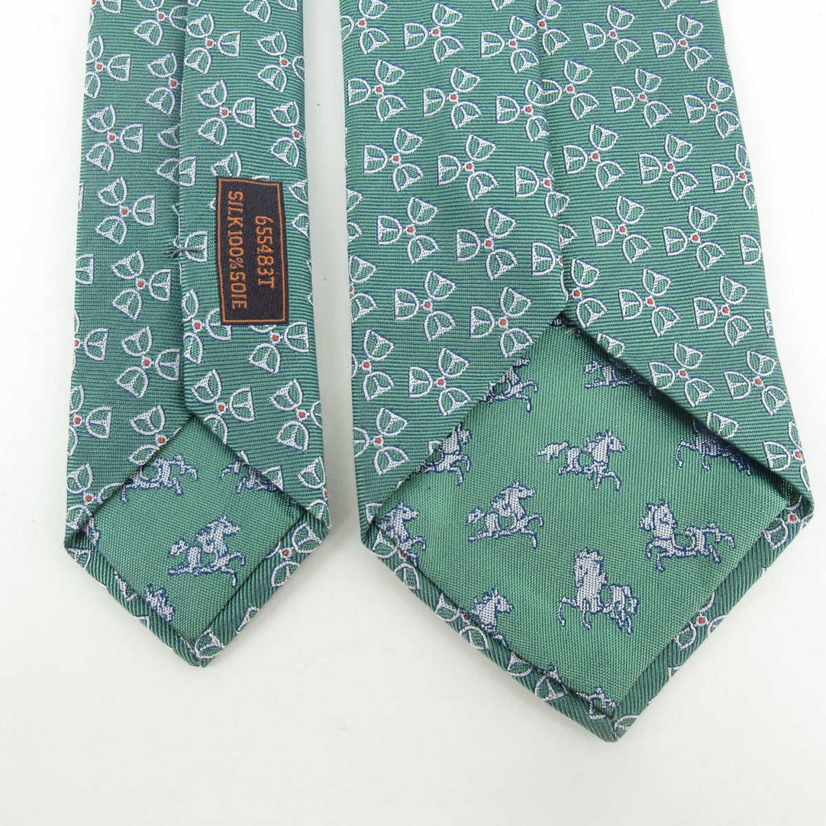 Hermès HERMES Paris Silk 655483 T Green NeckTie 100% AUTHENTIC Men