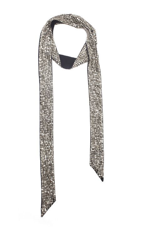 $1255 ISABEL MARANT Gunmetal Pulse Sequin Embellished Scarf