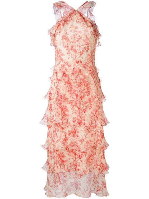 VILSHENKO Giovanna tiered crinkled silk-chiffon midi dress Size UK 10 US 6 ladies