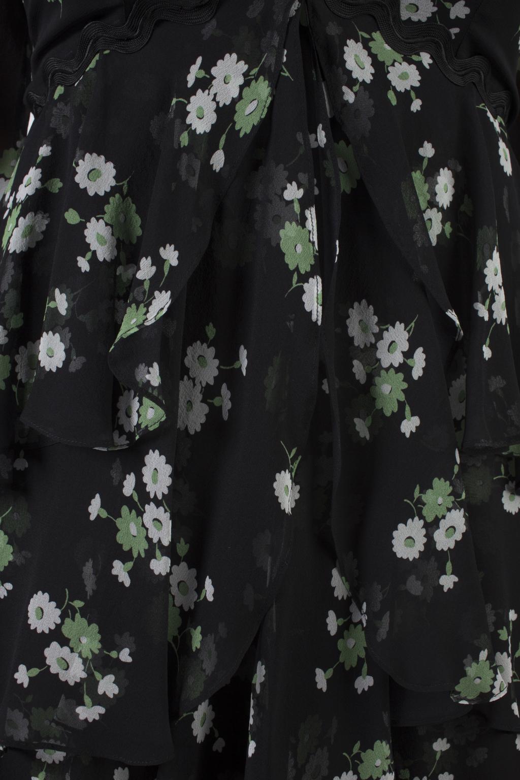 Gucci Daisy-print tiered silk dress As Charlotte Casiraghi Size I 42 UK 10 US 6 ladies