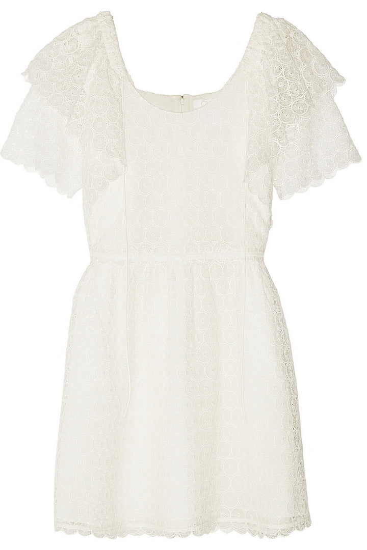 Chloé Chloe White Crocheted lace mini dress Ladies