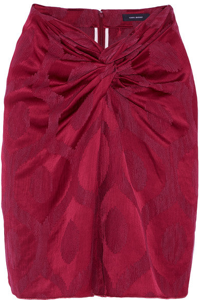 ISABEL MARANT Runway Sophy twist-front satin-jacquard skirt Ladies