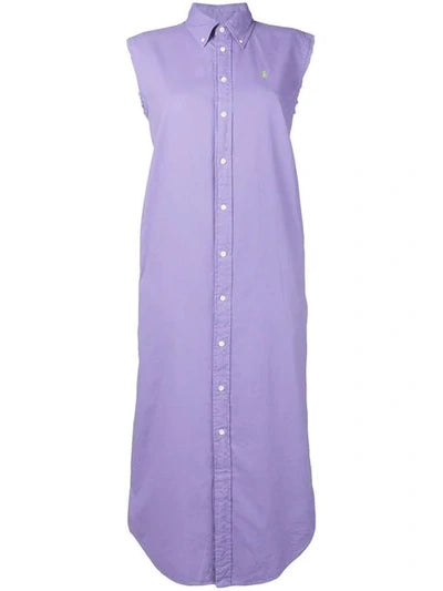 RALPH LAUREN Shirt Dress Purple Sleeveless Oxford Cotton Size S/P Small ladies