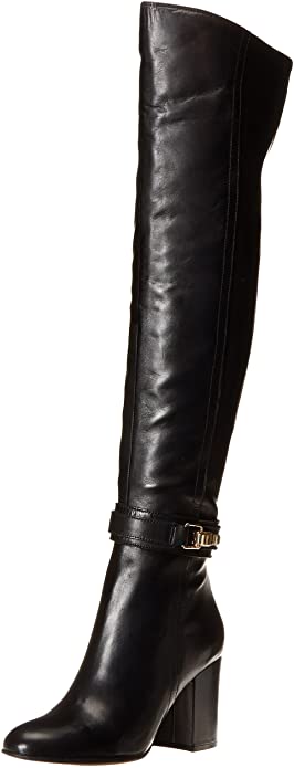 Sam Edelman Fae Over The Knee Tall Leather Black Boots Size 41 ladies