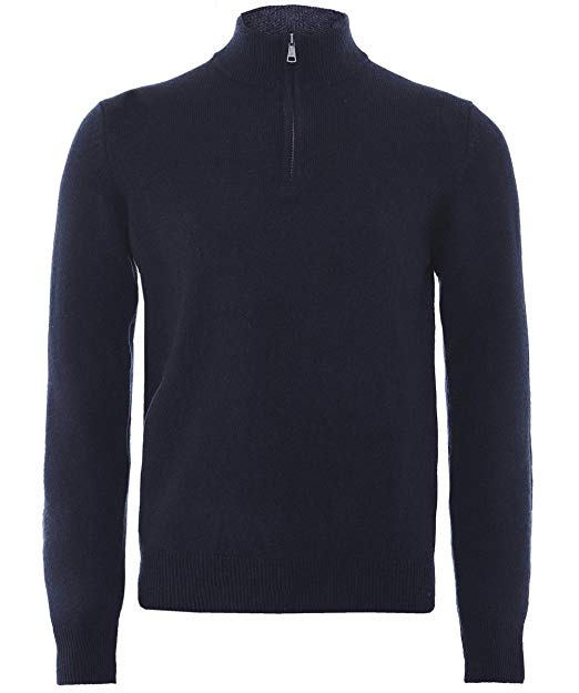 HACKETT LONDON NAVY CASHMERE WOOL KNIT HALF ZIP SWEATER JUMPER M MEDIUM Men