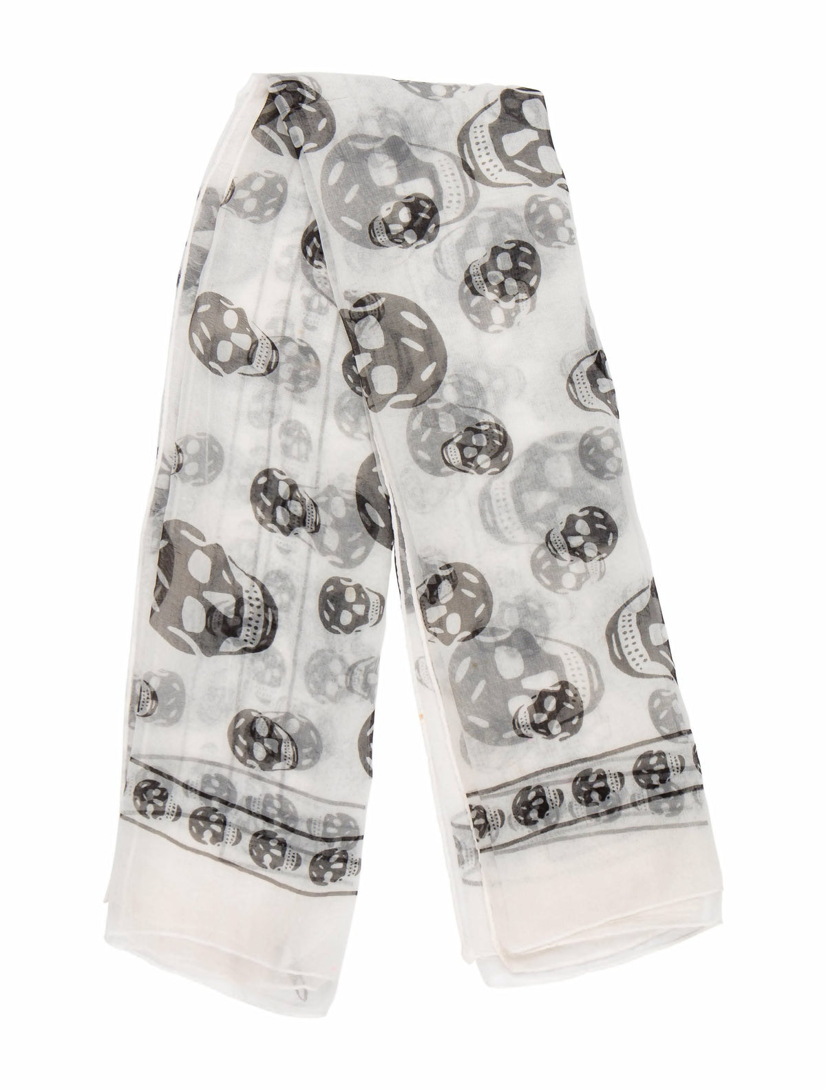 ALEXANDER MCQUEEN WHITE & BLACK SKULL PRINT PRINT SILK SCARF AMAZING Ladies