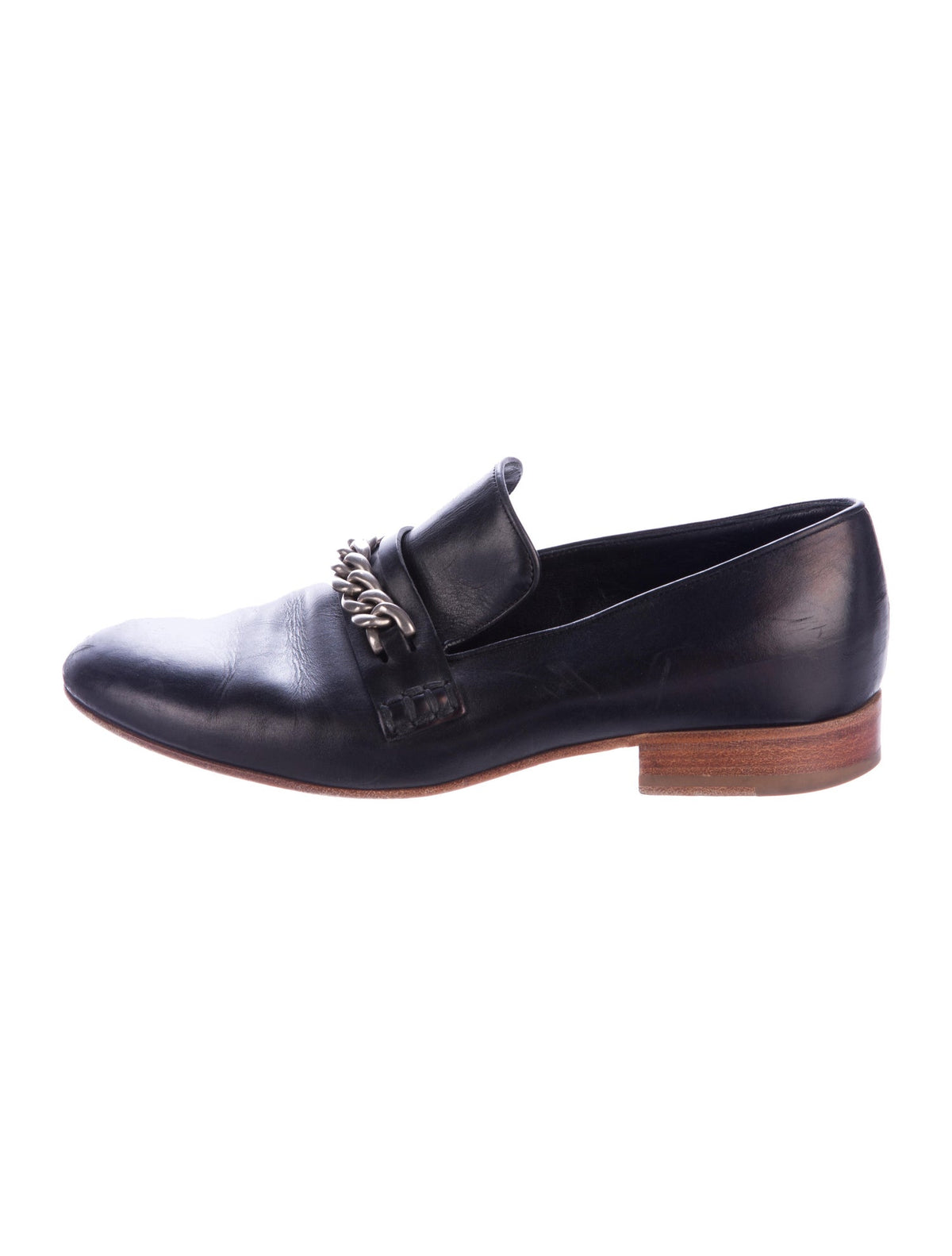 Céline Celine Phoebe Philo Black Chain-Link Leather Loafers Shoes 38 ladies