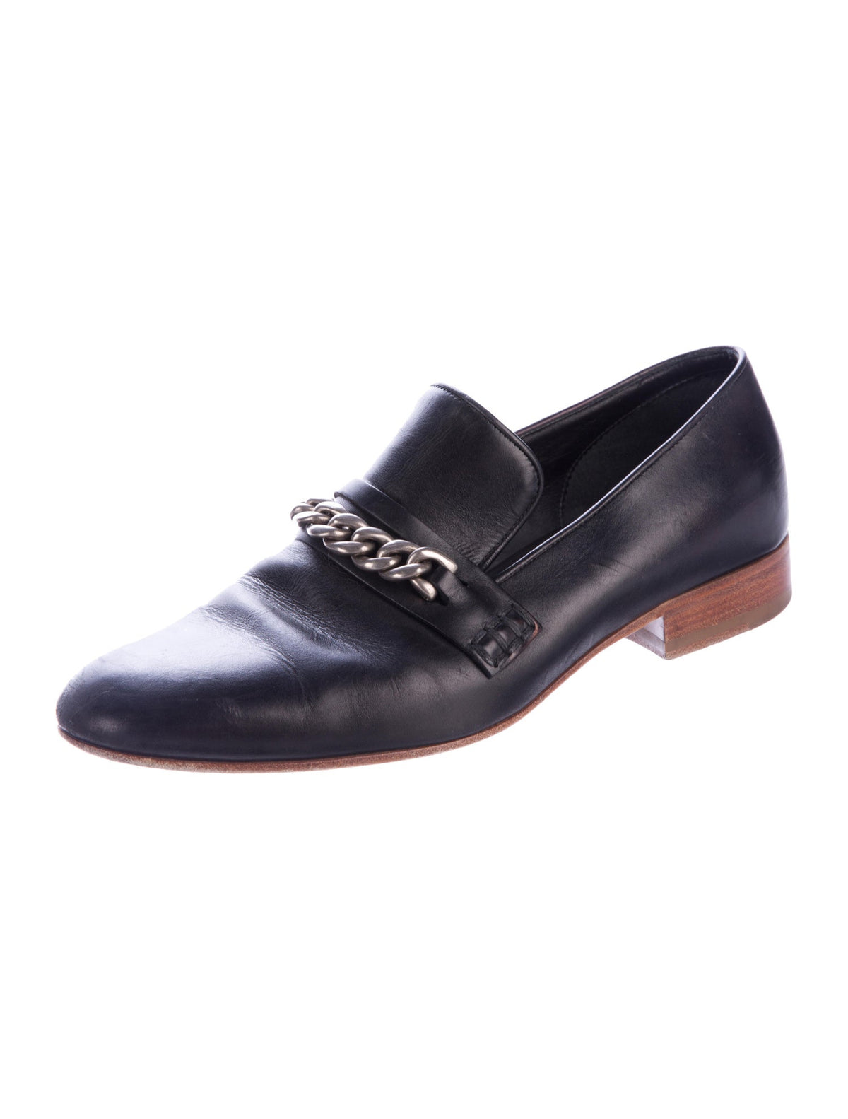 Céline Celine Phoebe Philo Black Chain-Link Leather Loafers Shoes 38 ladies