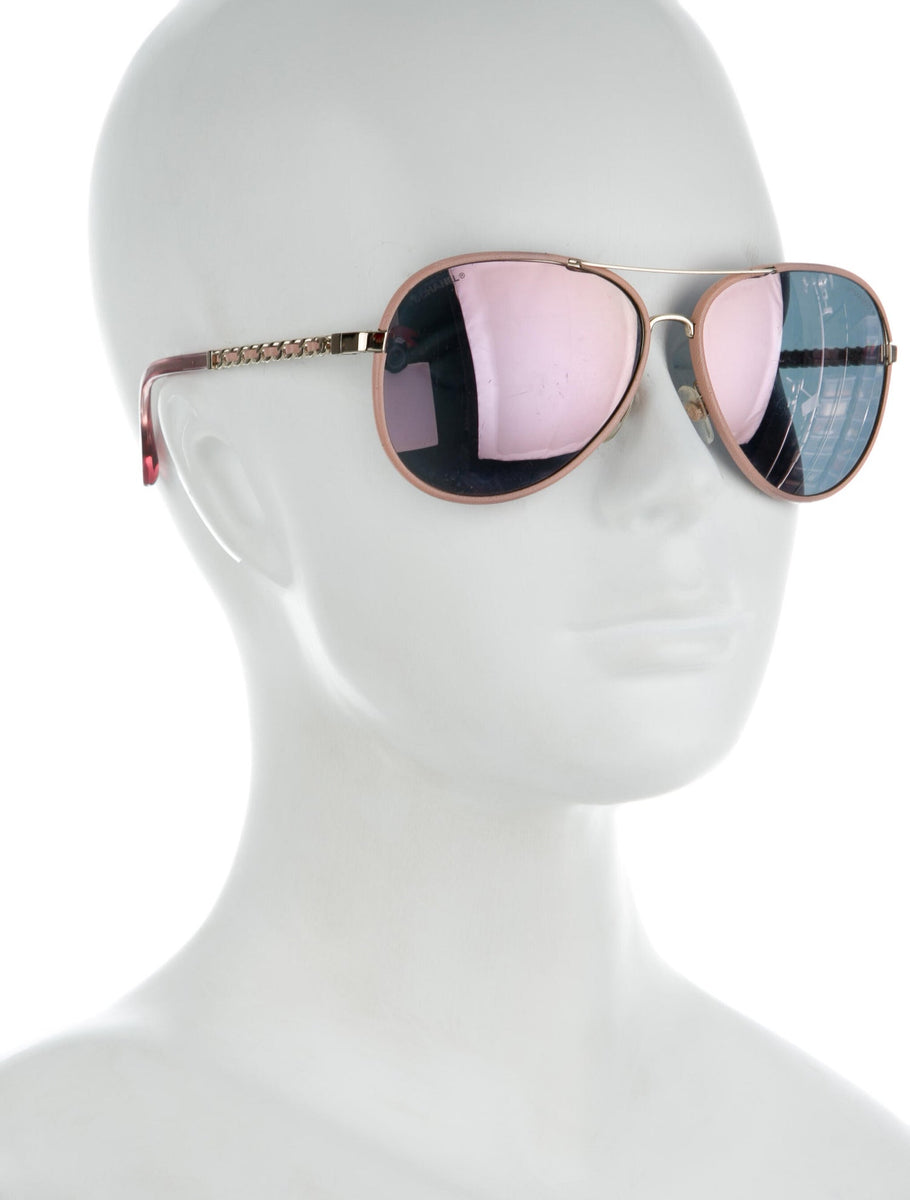 Chanel pink 2024 gold sunglasses