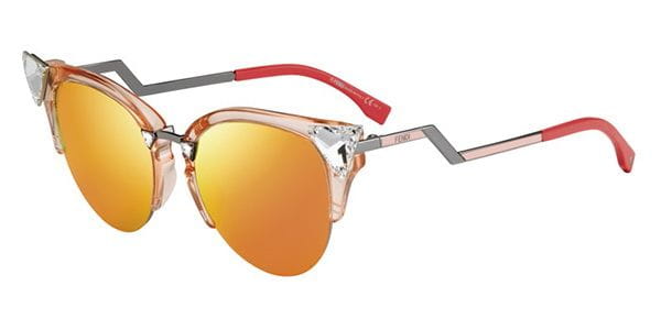 Fendi Iridia FF0041/S orange crystal cat eye polarized frame sunglasses ladies