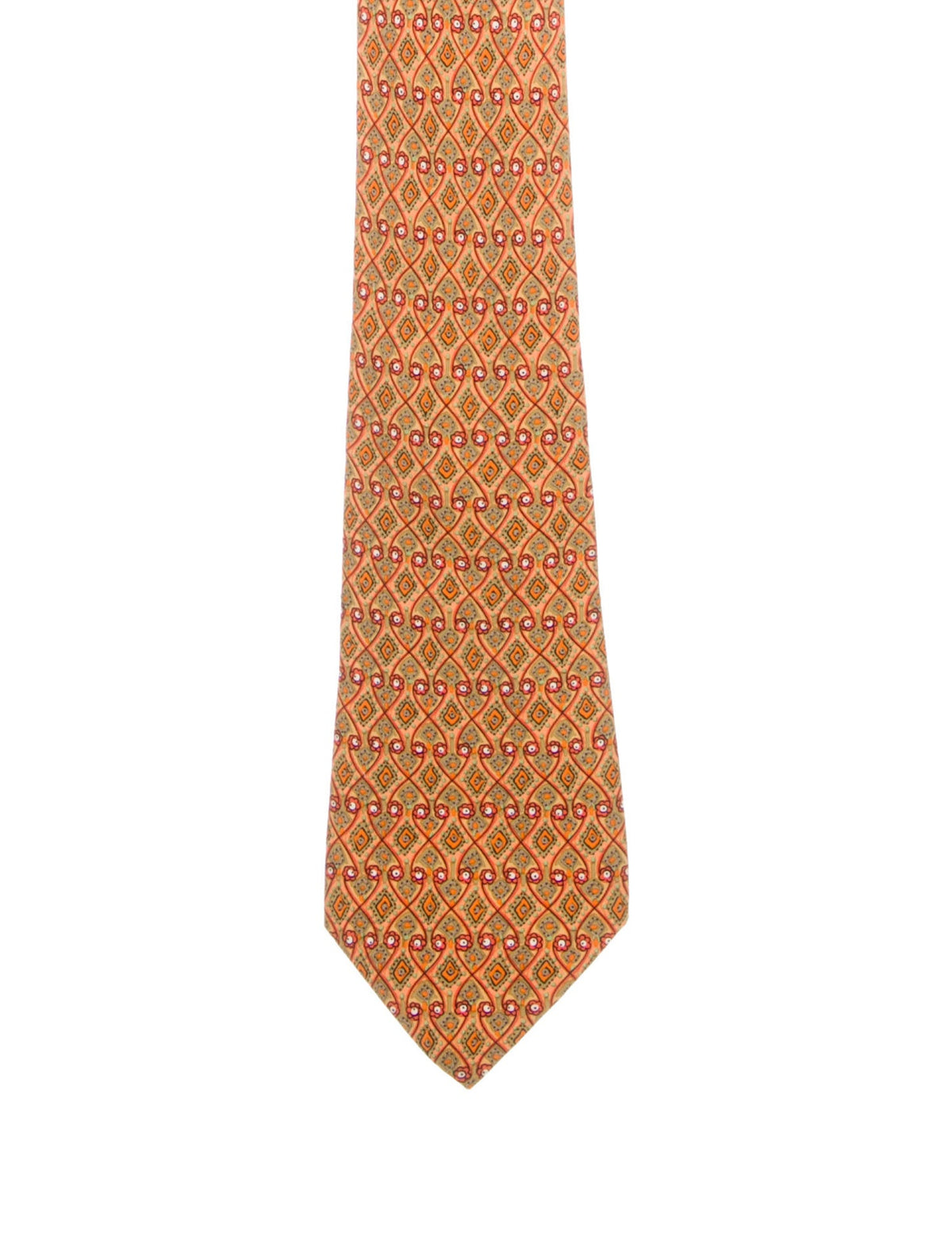Hermès HERMES Paris Silk Yellow Print Tie 7586 SA 100% AUTHENTIC Men