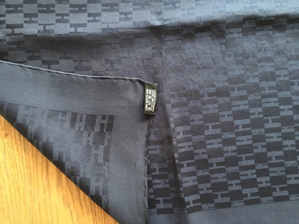 Hermes Grey Faconnee Grand H Pattern Silk and Wool Scarf Hermes