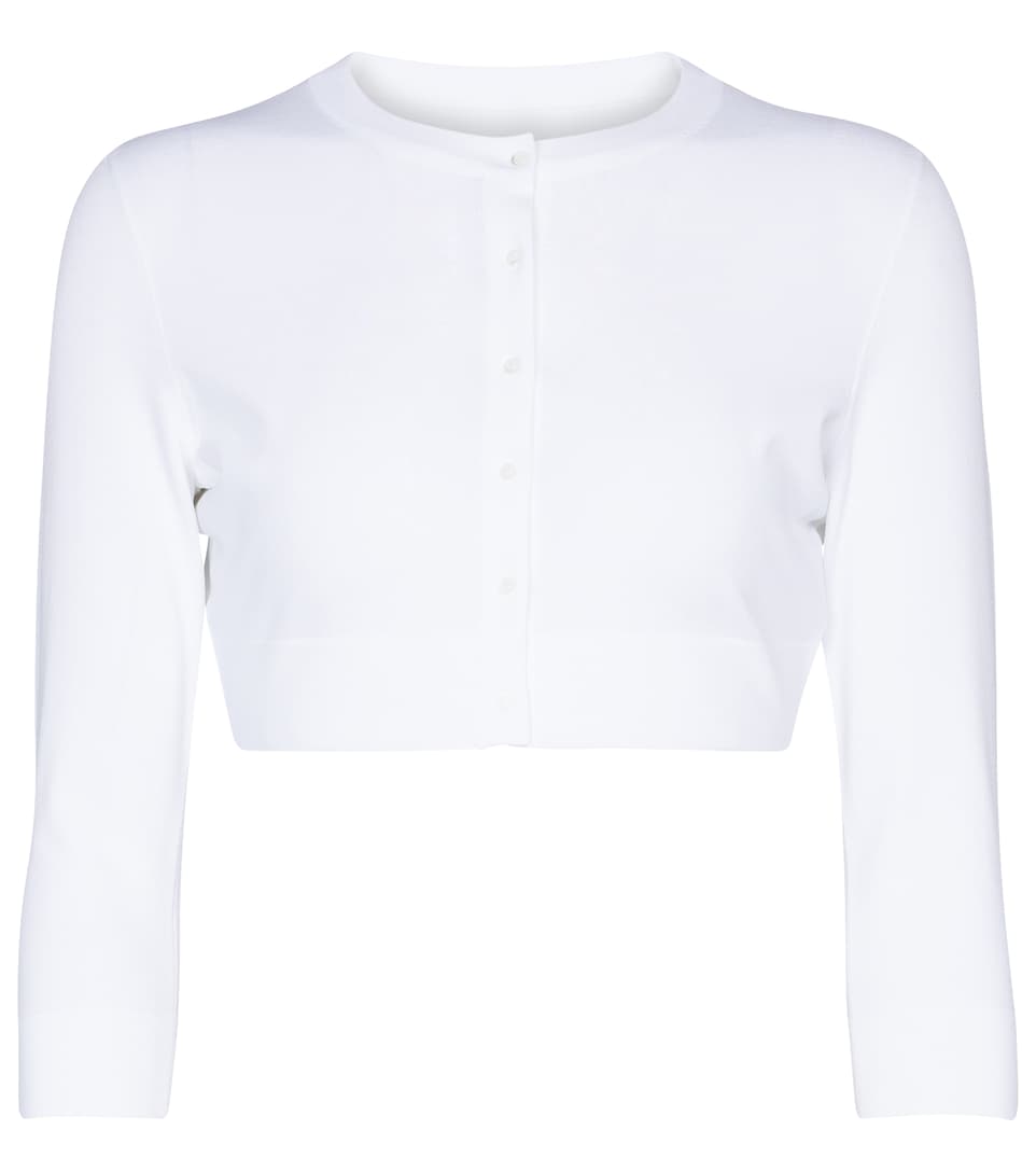 Azzedine Alaïa Women's White Cropped Stretch-knit Cardigan SizeF 36 ladies