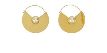 ICONIC CÉLINE Celine Phoebe Philo Gold Pearls Hoops Earrings ladies