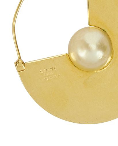 ICONIC CÉLINE Celine Phoebe Philo Gold Pearls Hoops Earrings ladies