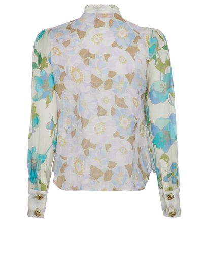 ZIMMERMANN Linen / Silk Rhythm Embellished Floral-print Blouse Size 0 XS ladies