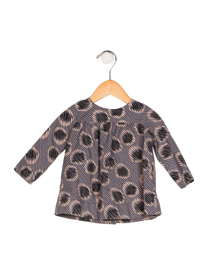 BONPOINT Girls’ Printed Grey GIRL DRESS BLOUSE Children
