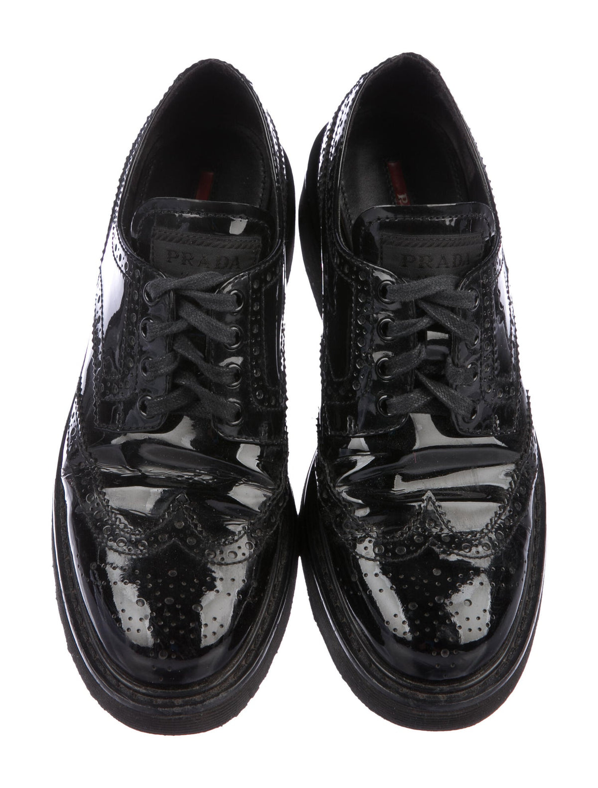 PRADA Brogue Patent Leather Oxfords Shoes 38 UK 5 US 8 ladies