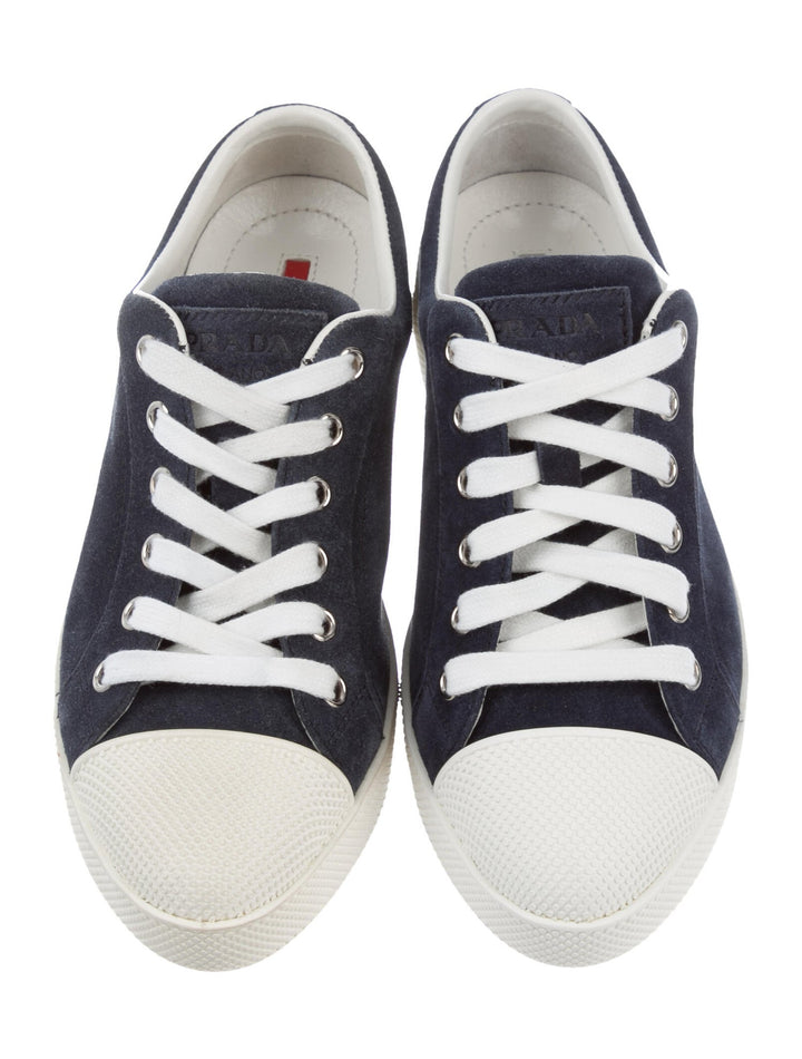 PRADA Suede Navy Round-Toe Sneakers Trainers 36 1/2 UK 3.5 US 6.5 ladies