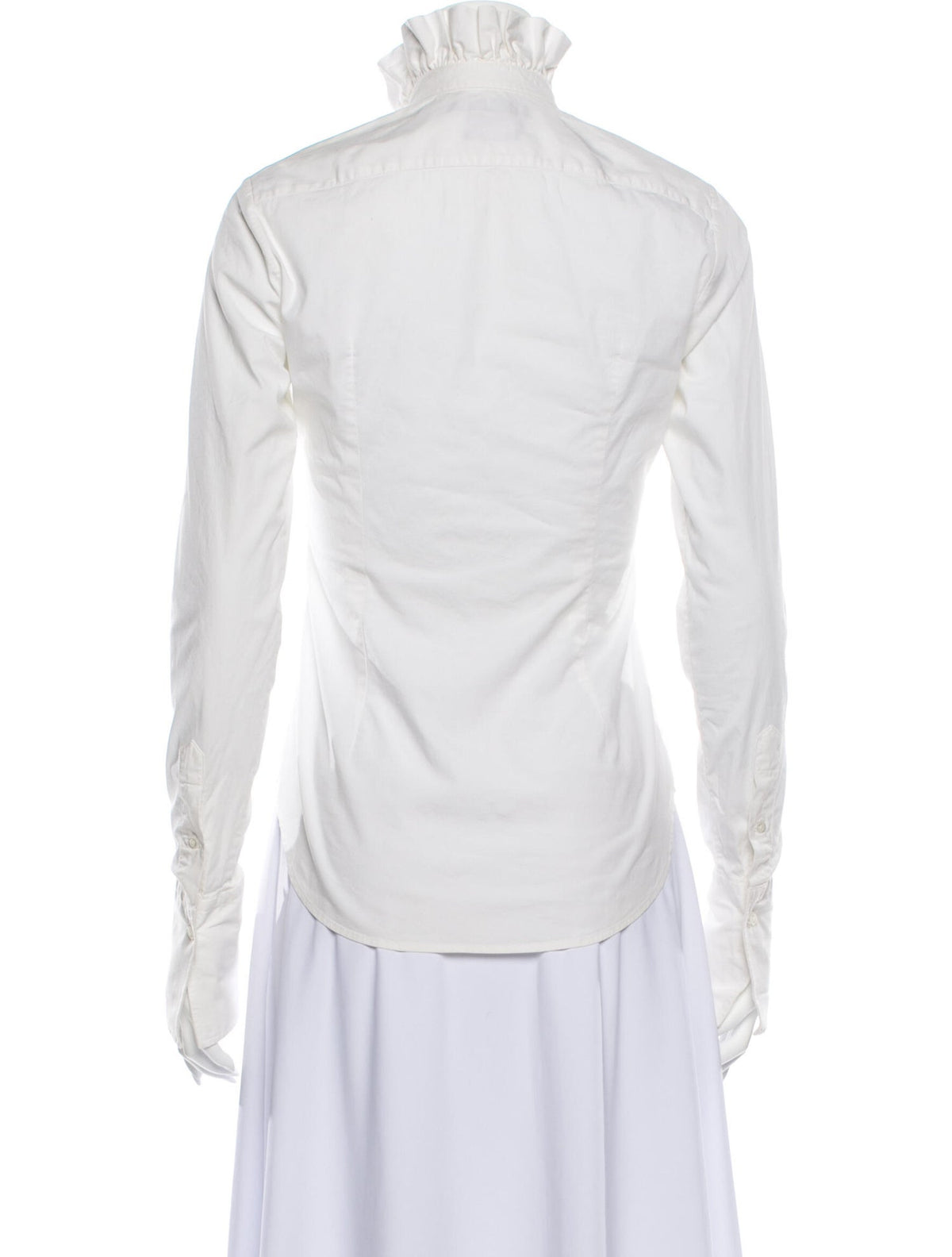 RALPH LAUREN Blue Label Mock Neck Long Sleeve Button-Up Top Shirt Size US 8 UK12 ladies