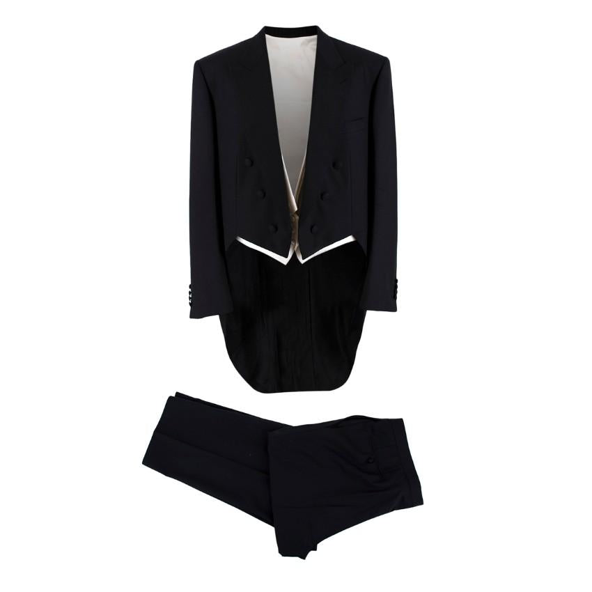 Brioni Black & White Wool Blend Tailored 3 Piece Morning Suit men