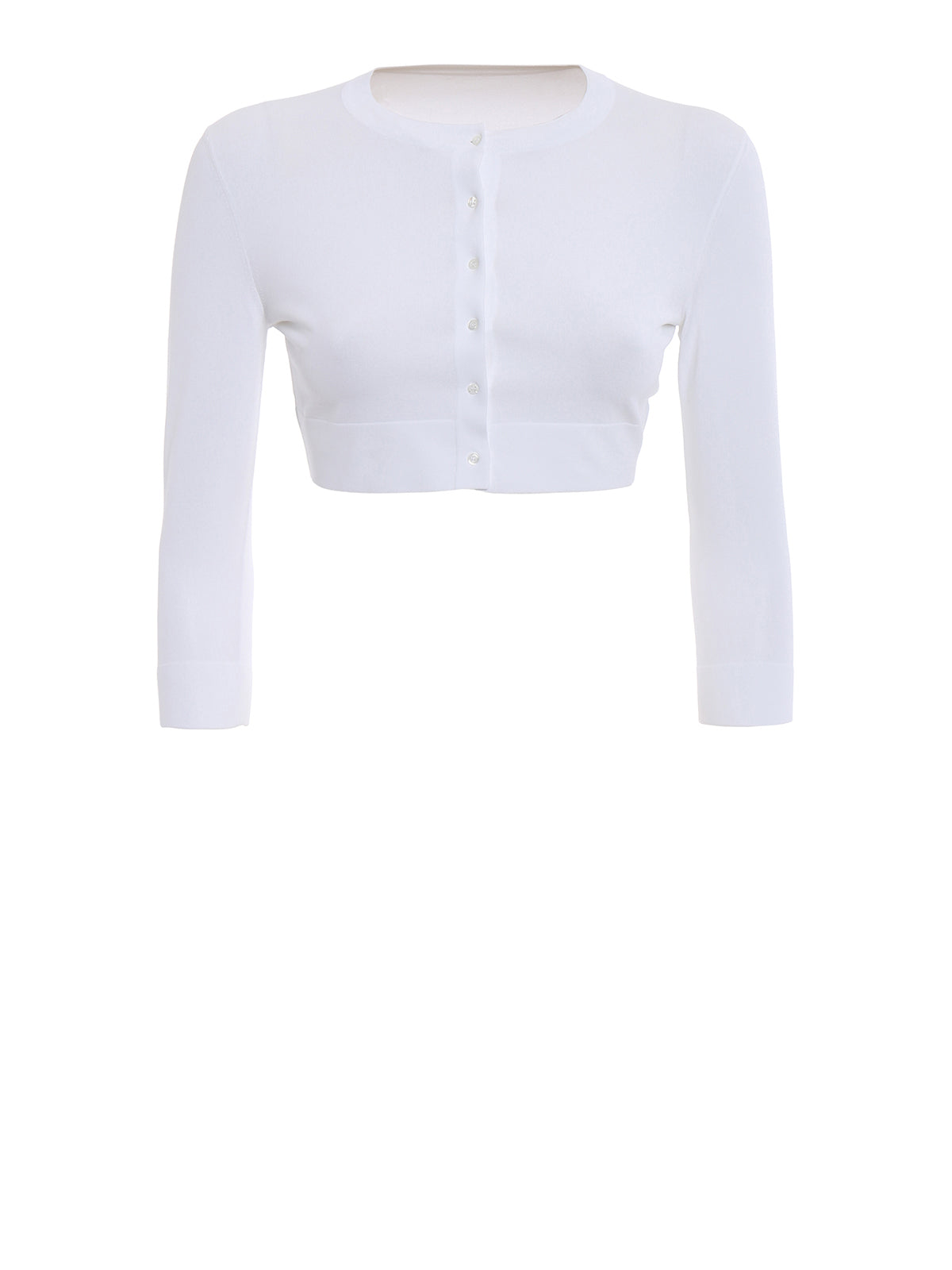 Azzedine Alaïa Women's White Cropped Stretch-knit Cardigan SizeF 36 ladies