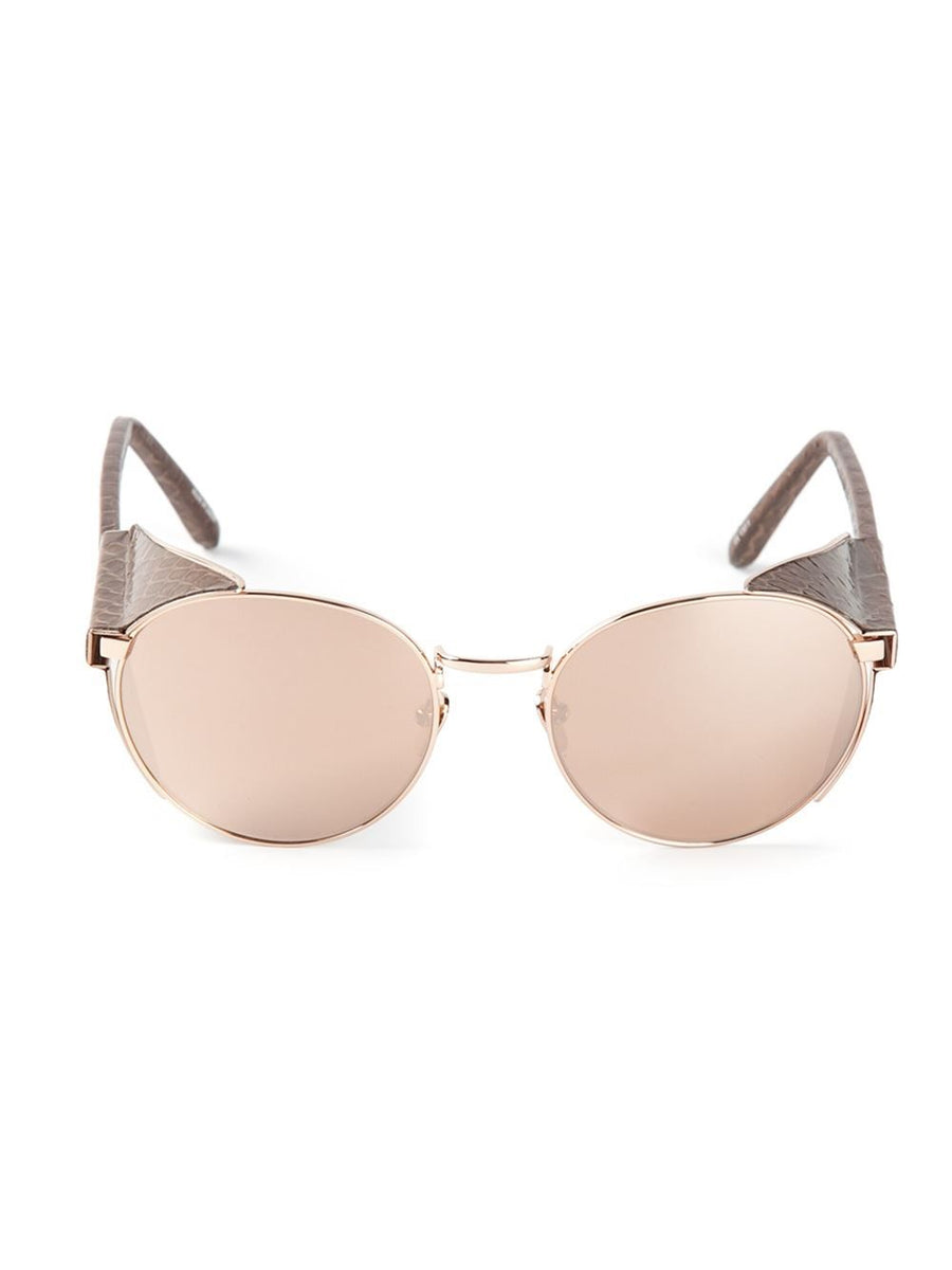 Linda Farrow Rose Gold Titanium Snakeskin Folding Blinker Aviator Sunglasses Linda Farrow - 149 C24 Aviator Sunglasses - Pink Snakeskin  main image 3