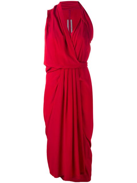 Rick Owens Crepe de chine Red wrap midi dress Size S Small ladies –  Afashionistastore