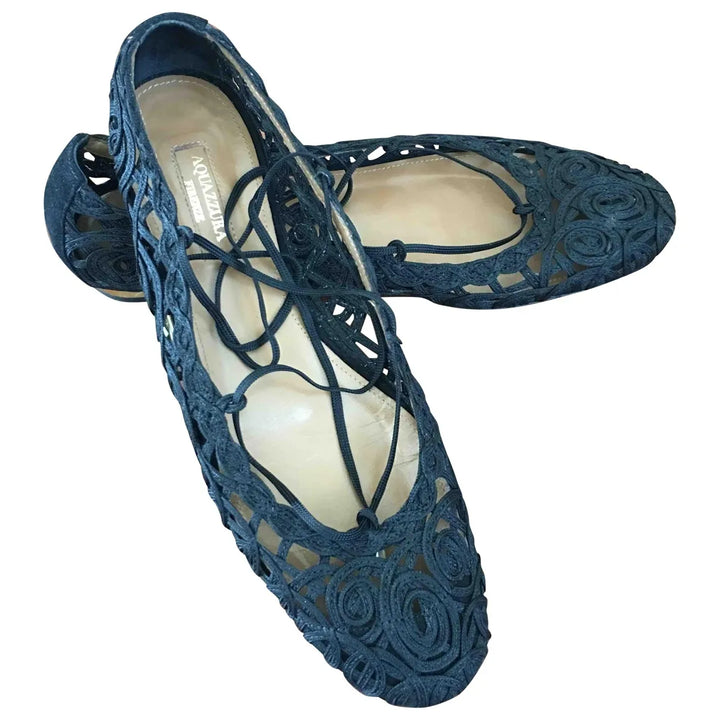 Aquazzura Crochet Ballerina Flats Sandals Size 35 US 2 UK 5 ladies
