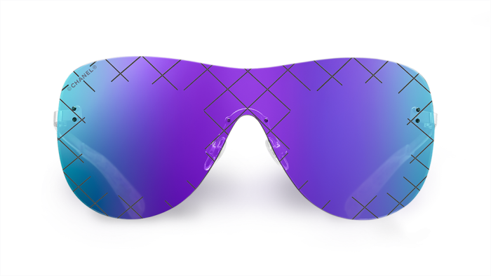 Chanel Shield Runway Sunglasses 4215 Silver Purple ladies