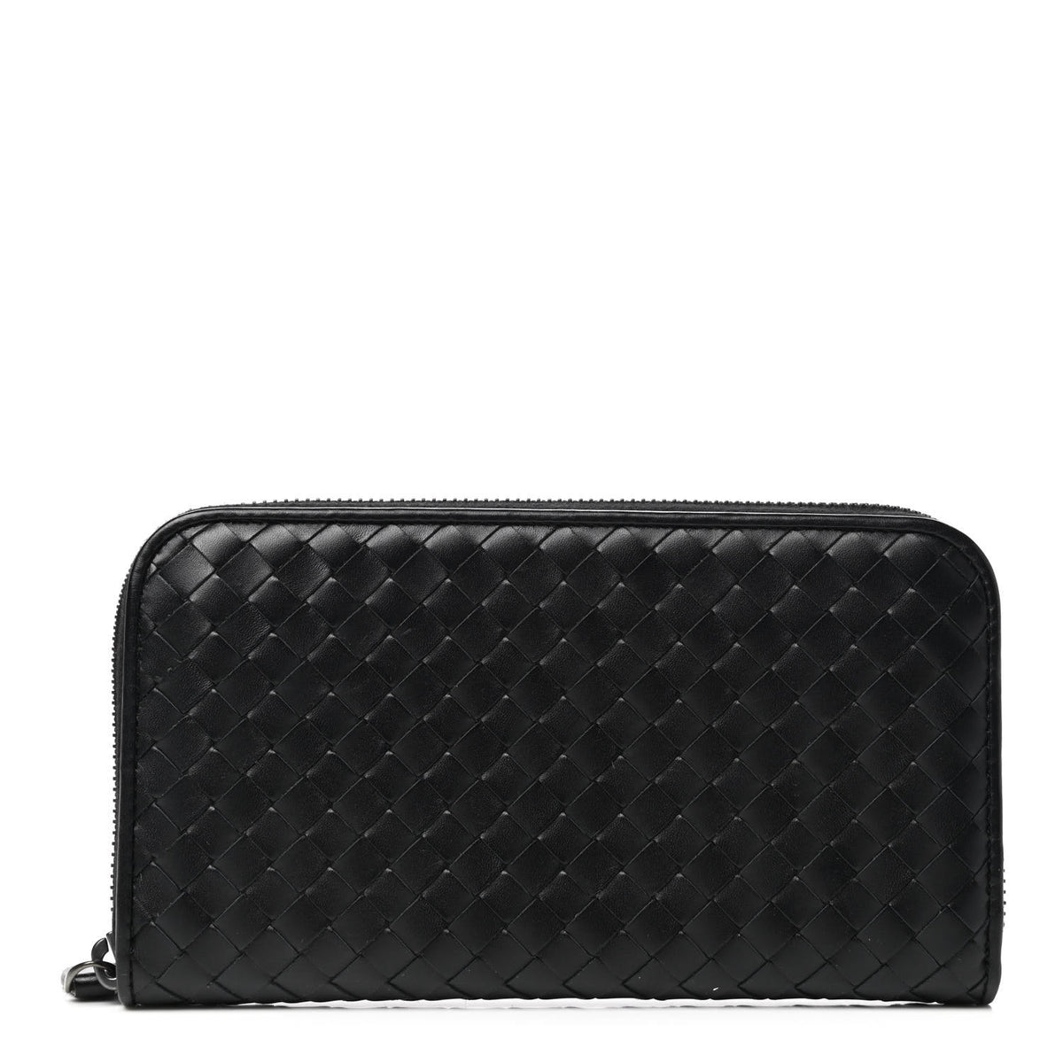 Bottega Veneta Leather Intrecciato Zip Around Wallet Black ladies